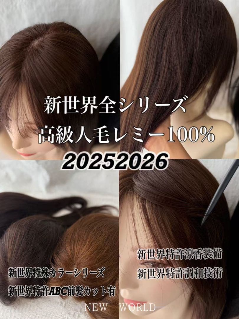 20252026新世界　人毛100%　フルウィッグ　医療ウィッグ　ロング
