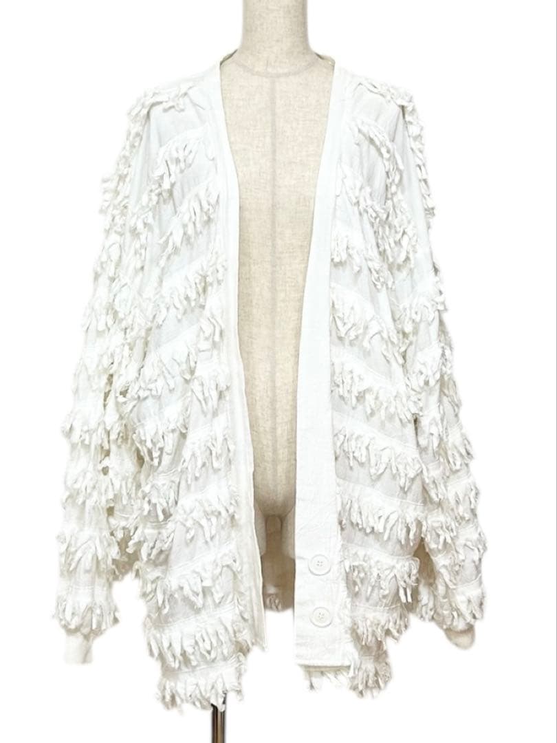 Paula Sweet 80s USA vintage フリンジカーディガン L