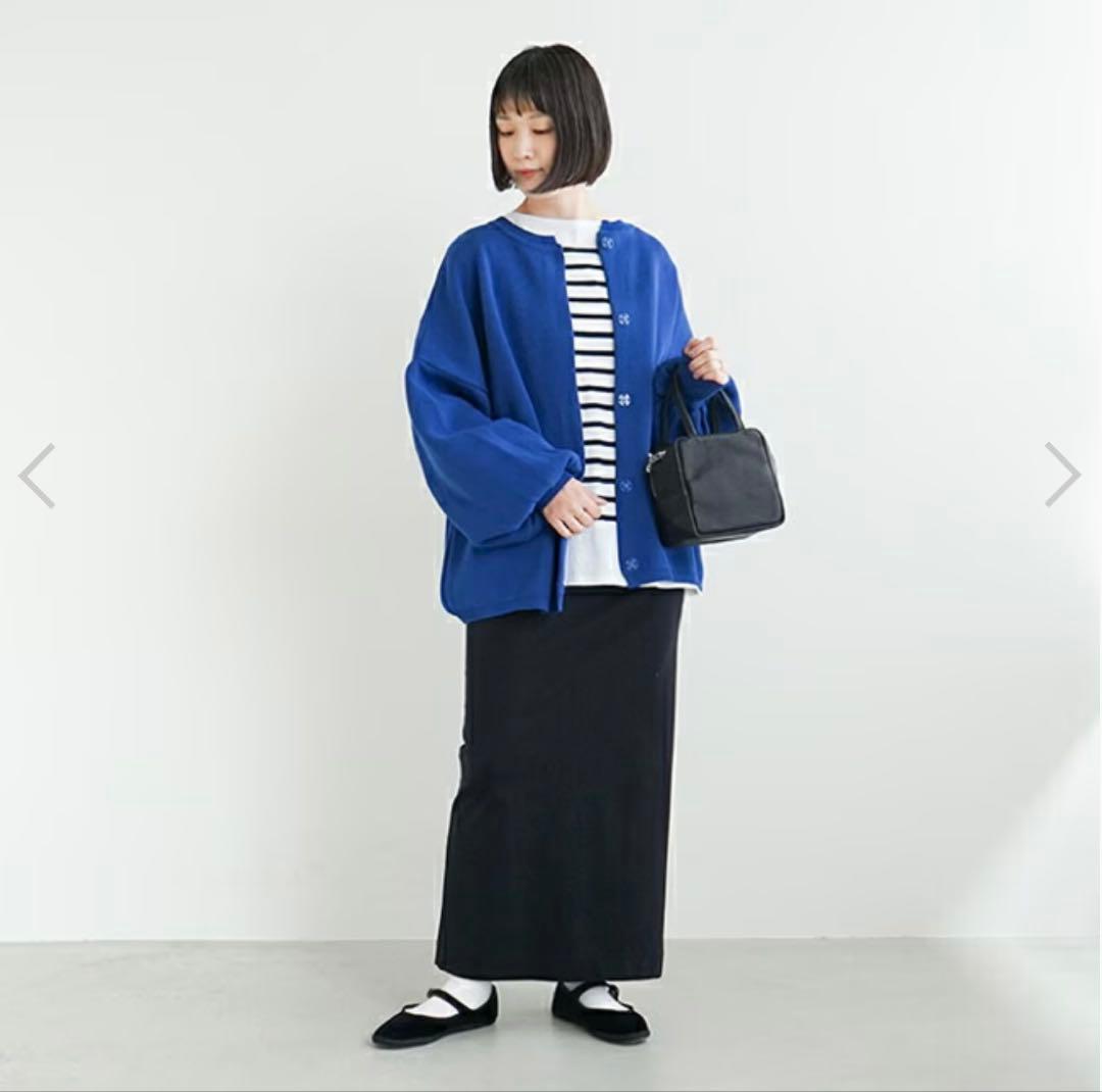 SOLAMONAT(ソラモナ) ウエハースニットワイドカーディガン ブルー