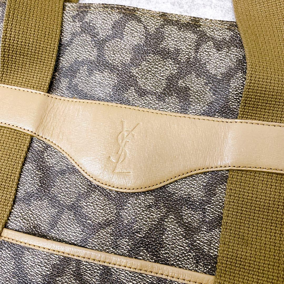 美品 イブサンローラン ジラフ柄 ボストントートバッグ 大容量