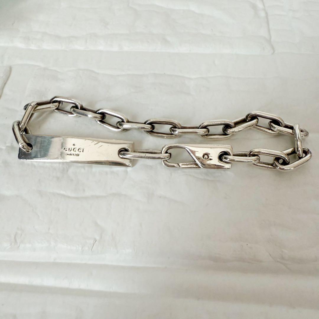 鑑定済美品！GUCCI グッチ タグプレートチェーンブレスレット シルバー925