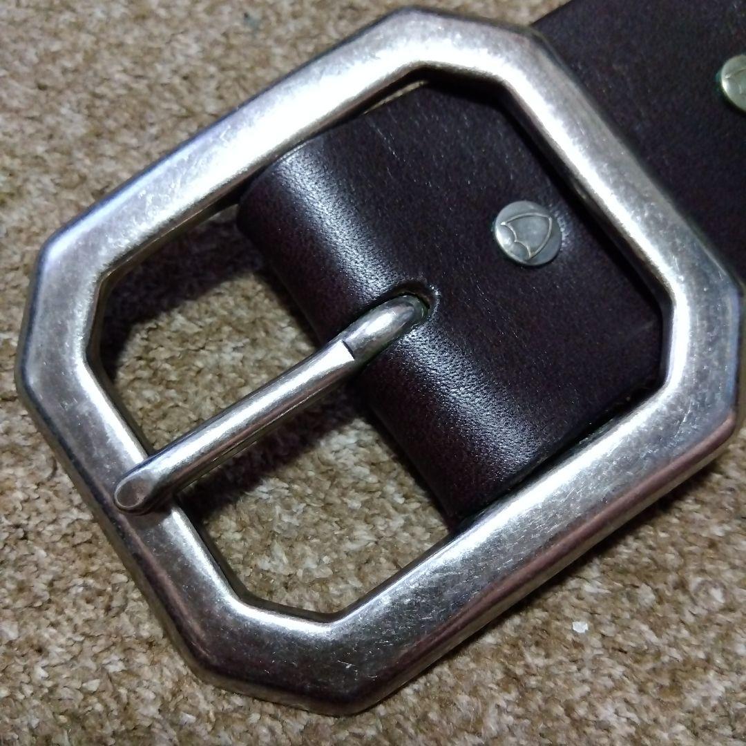 36inch ターコイズ フラワー HTC 革製 スタッズベルト ダークブラウン