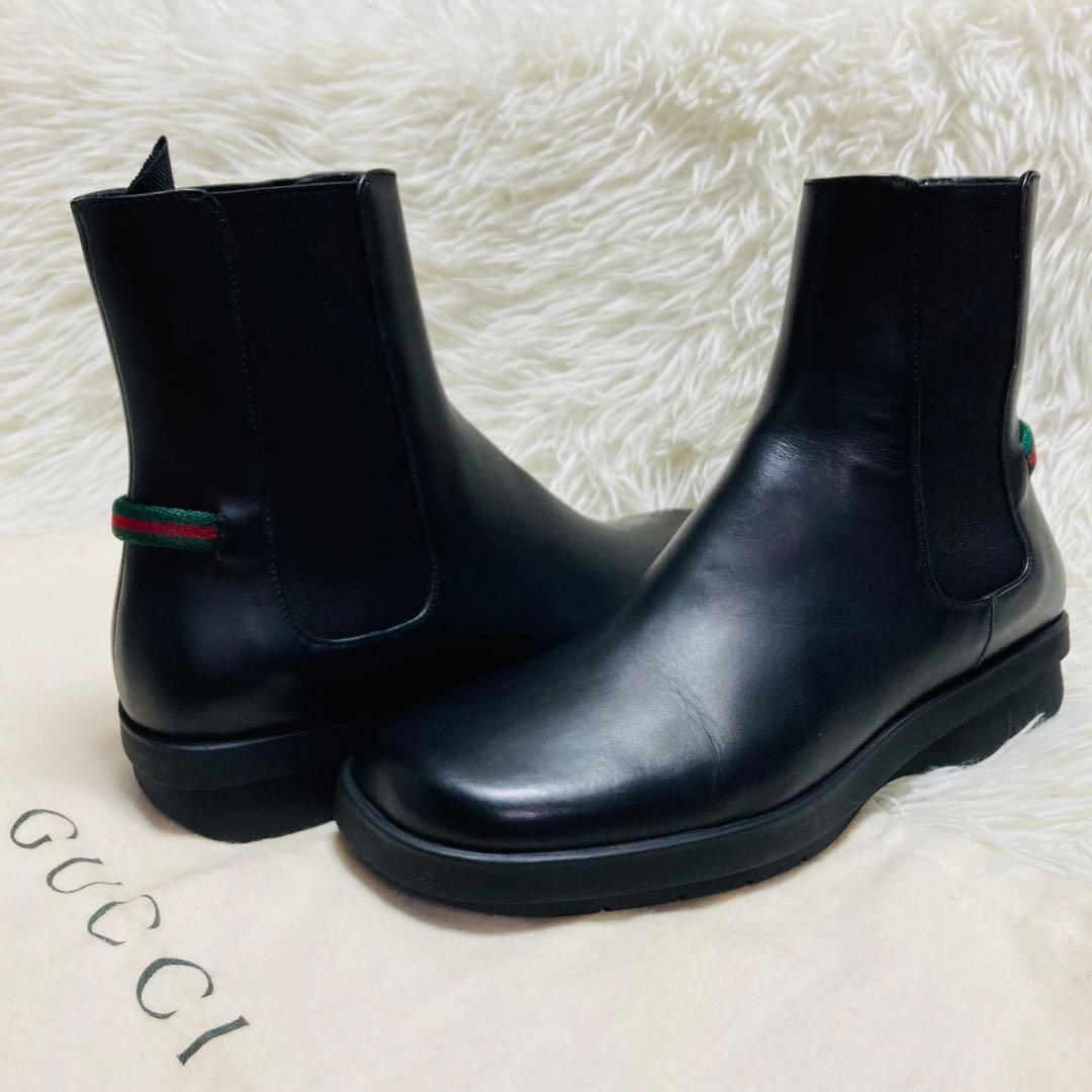 GUCCI グッチ　シェリーライン　サイドゴアブーツ　ブラック　36