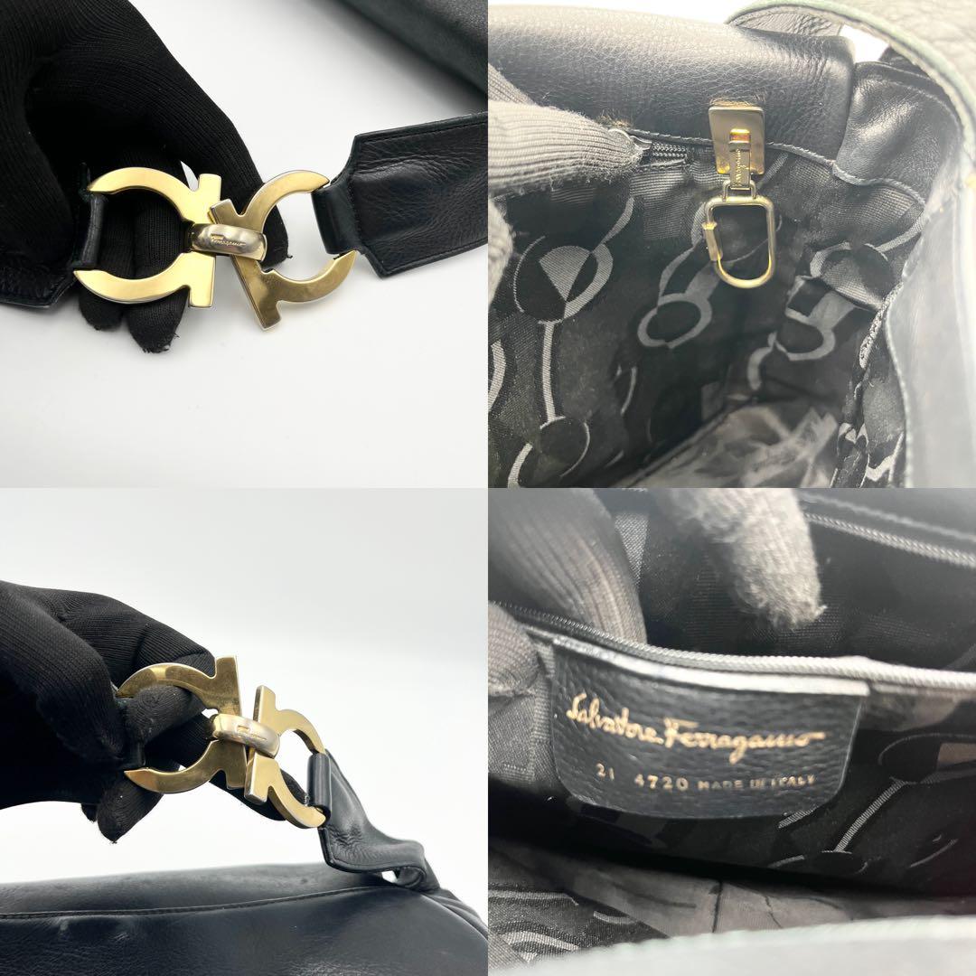 希少 フェラガモ ショルダーバッグ ガンチーニ 斜め掛け レザー メッセンジャー