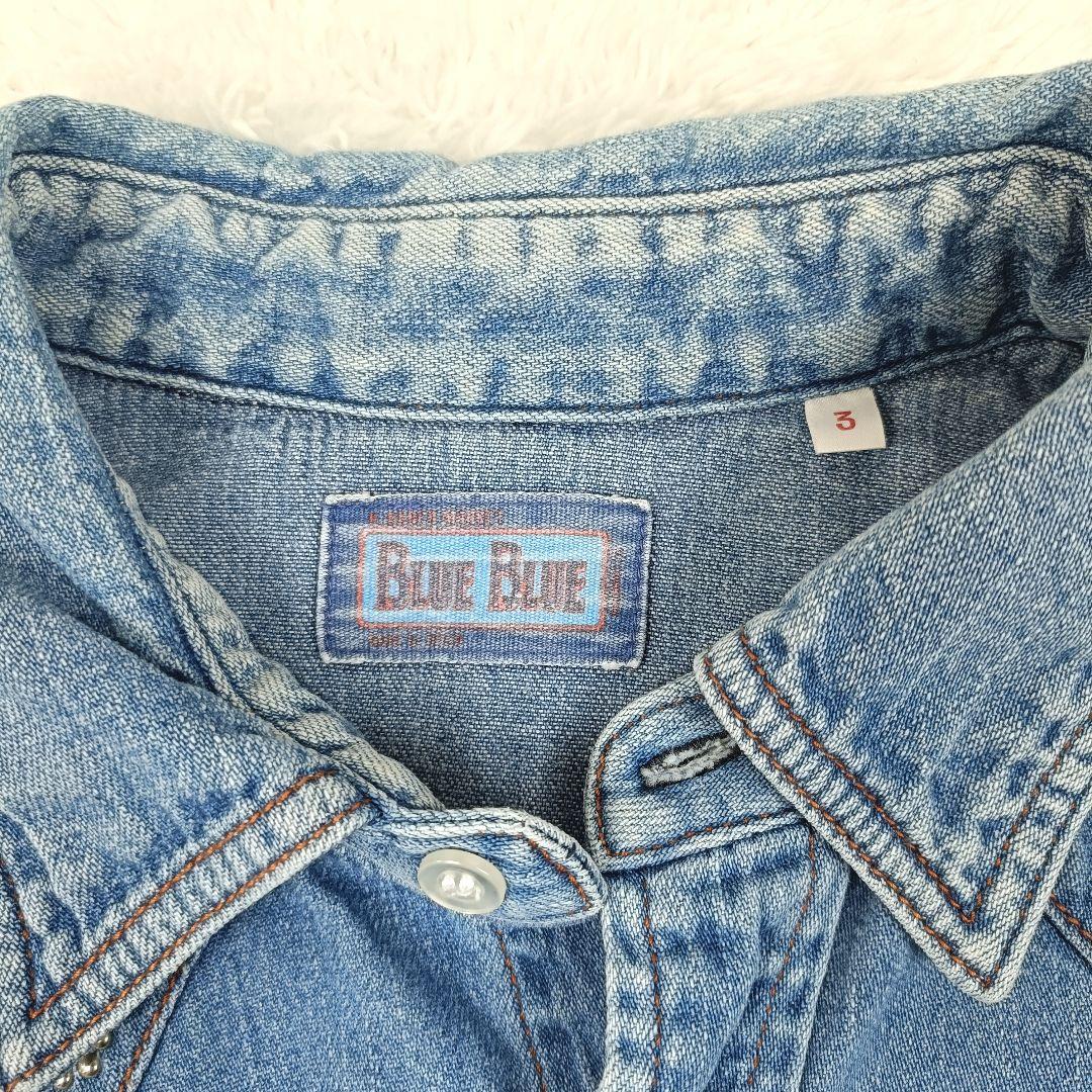 BLUE BLUE × HTC フラワースタッズ デニム ウエスタンシャツ L