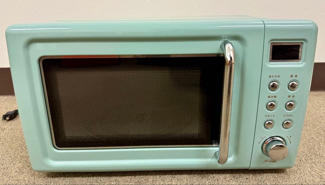 A-stage 単機能レトロ調　電子レンジ　20L ✨希少なライトグリーン✨