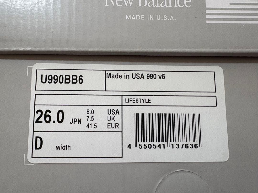 靴 New Balance 990v6 BLACK US8 26SS