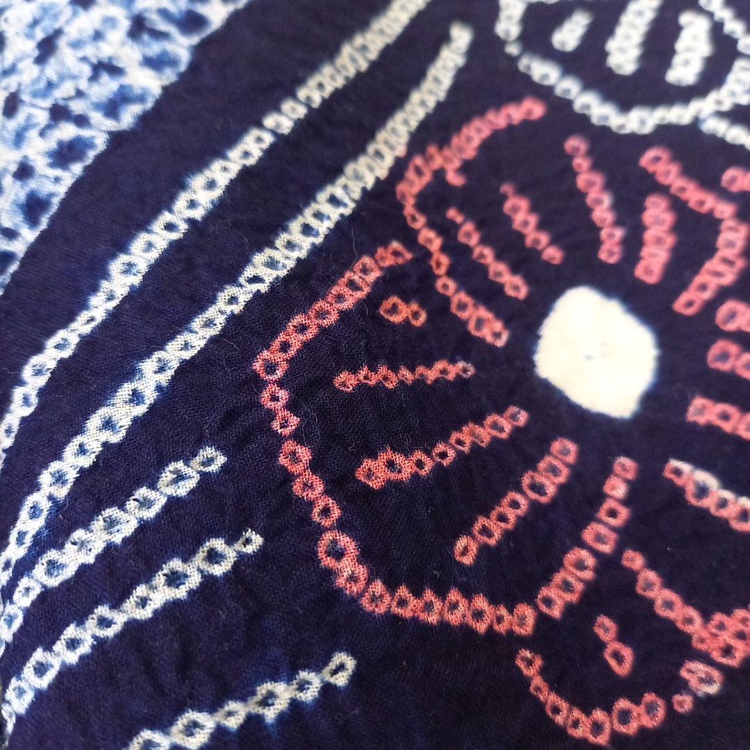 新品　有松絞り　有松海鳴り絞り　絞り浴衣反物綿　花柄