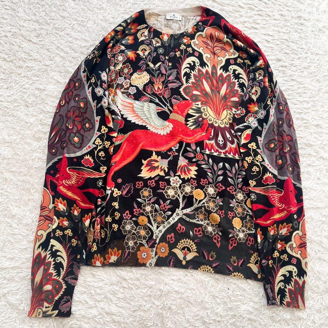 専用　近年★エトロ★豪華デザインセーター　聖獣　ペガソ　カシミヤ　シルク　S