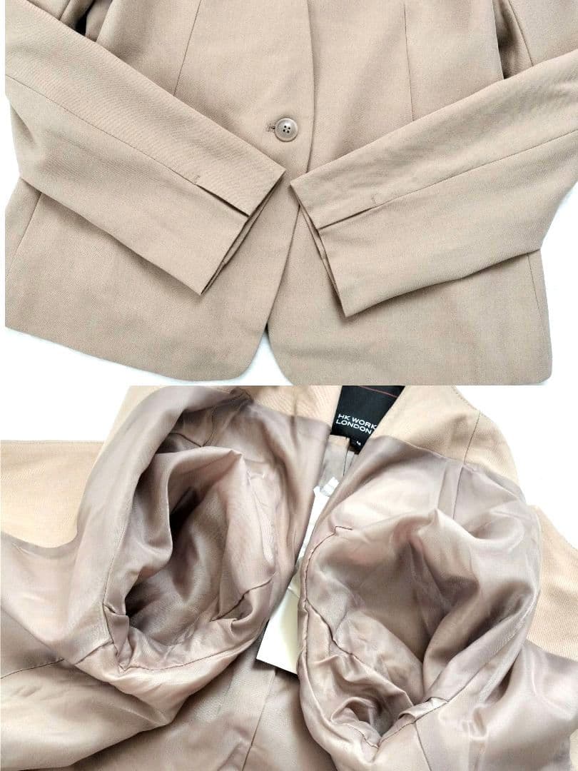 新品★エイチケーワークスロンドン　ノーカラー セットアップ スーツ ベージュ