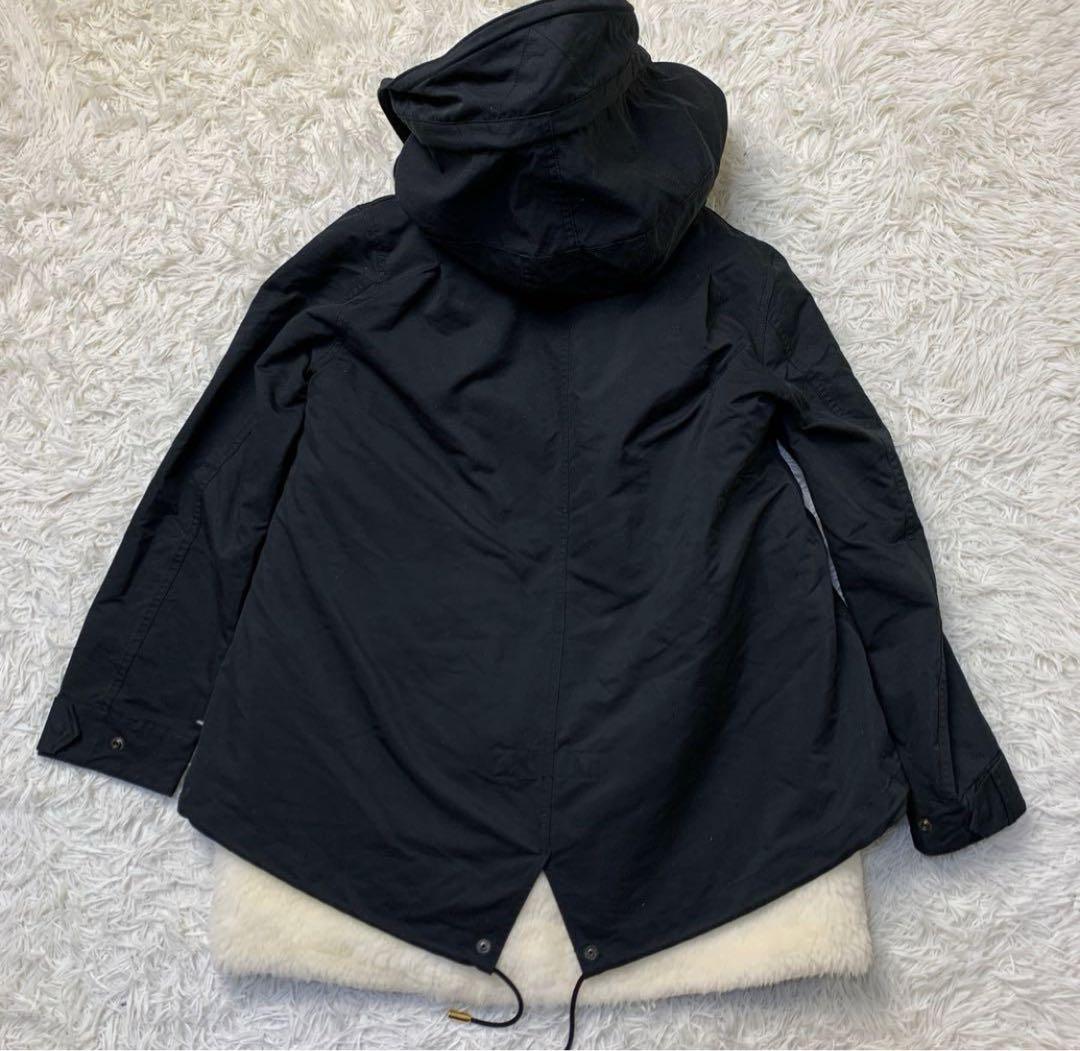 THE RERACS ボア付き ショートモッズコート ベスト ライナー ブラック