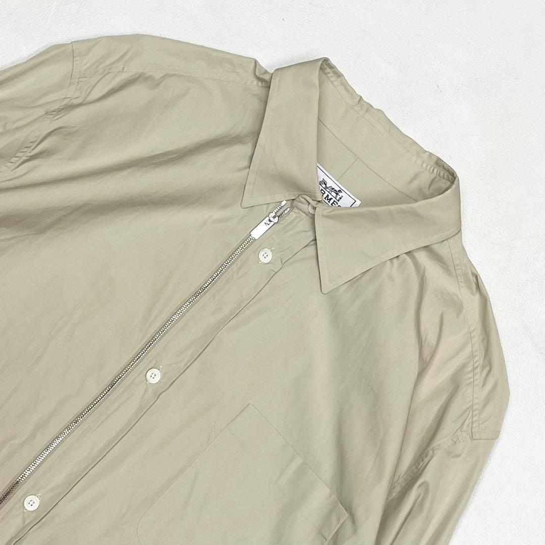 HERMES エルメス ジップアップ シャツブルゾン ベージュ スウィングトップ