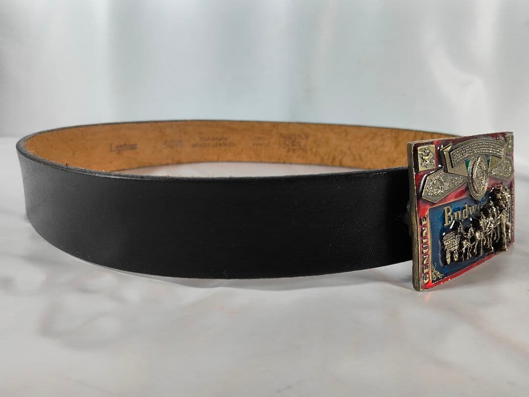 【ヴィンテージ】プレミアムバドワイザーバックル　極厚ドレスベルト　USA製正規品