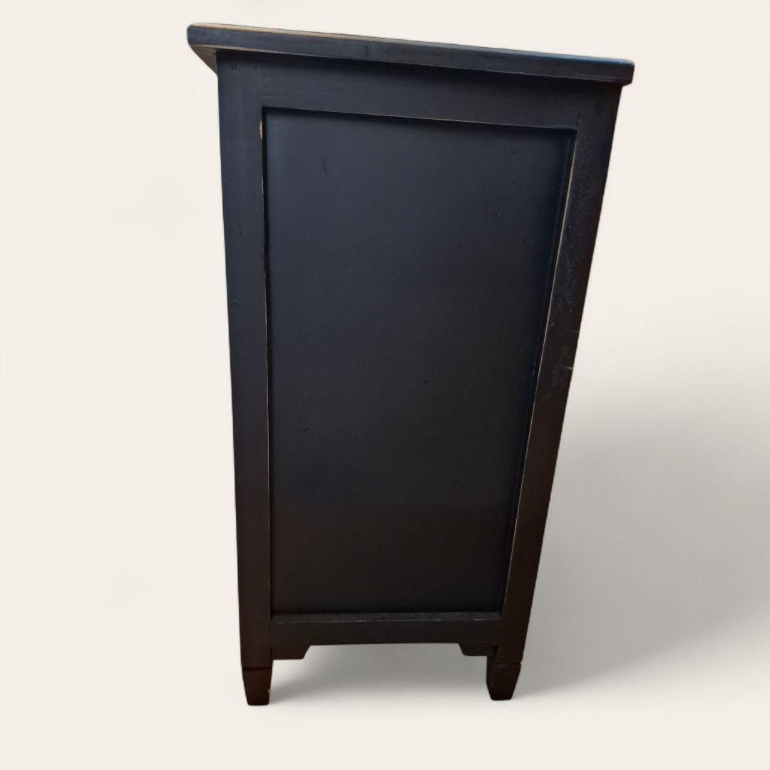 アンティーク調 ブラック ガラスキャビネット 飾り棚 シャビーシック 収納棚