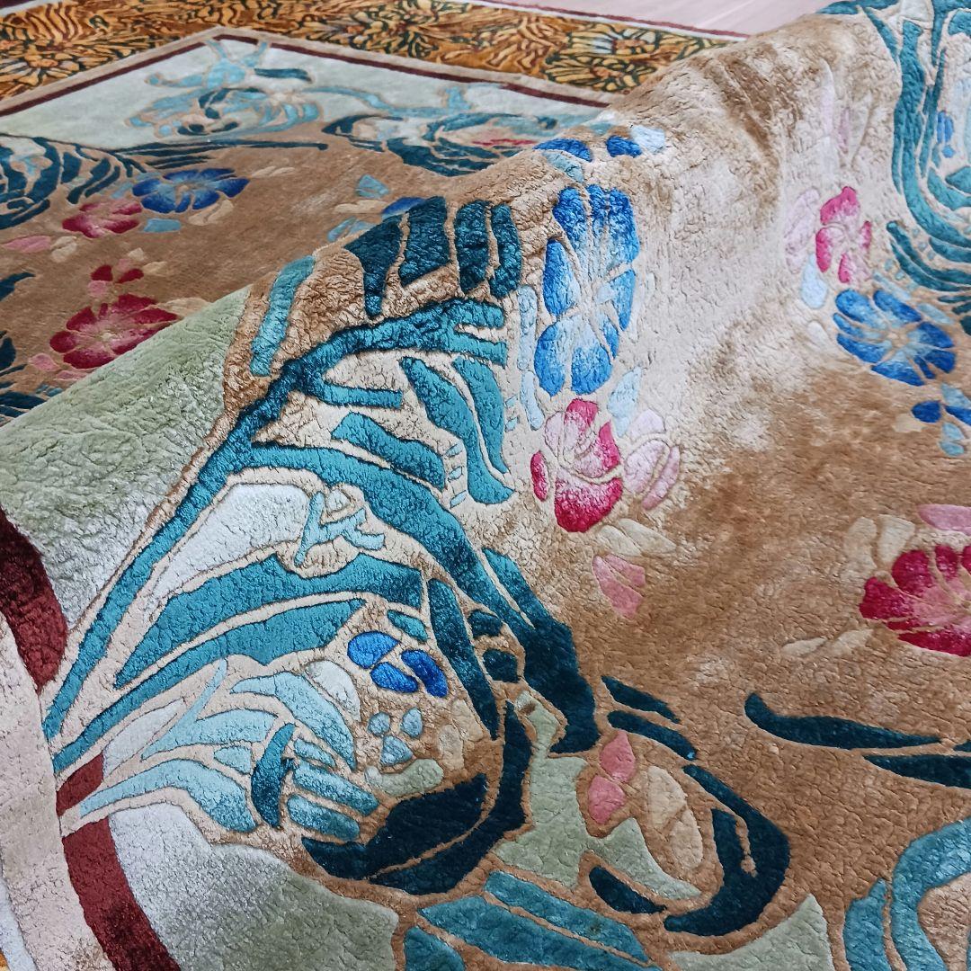 Y3001 中国シルク段通 特大判 245×169㎝ シルク100% 手織り