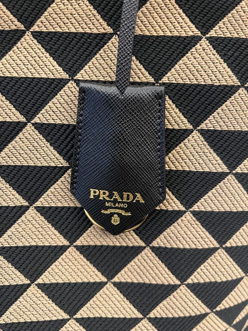 （新品）PRADA シンボルエンブロイダリーファブリックトートバッグ プラダ