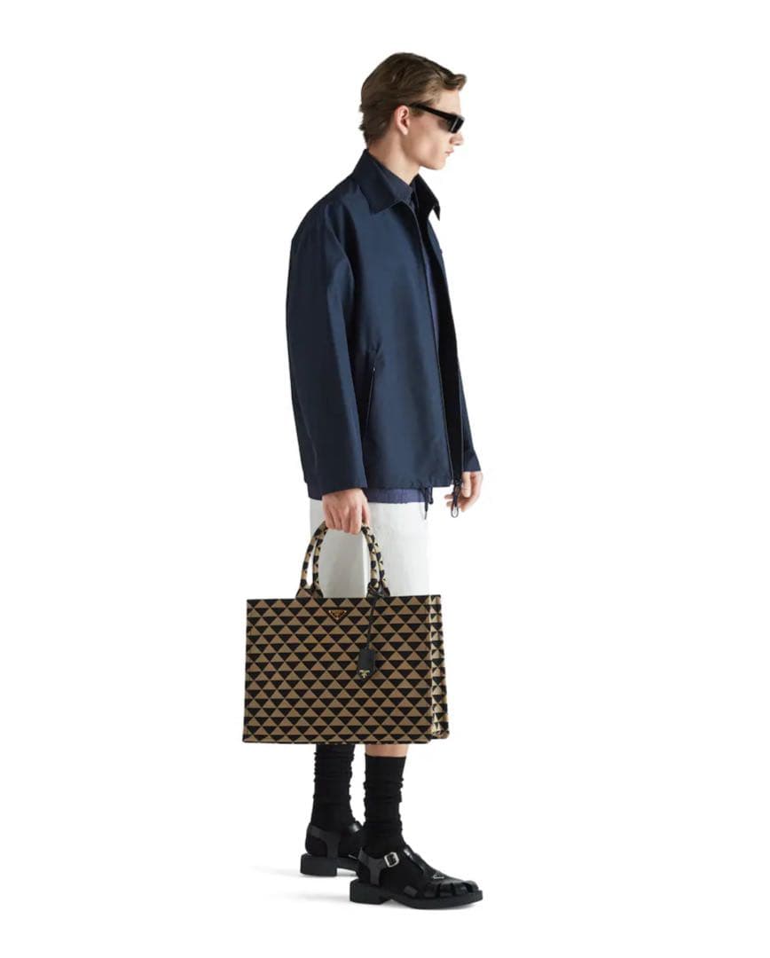 （新品）PRADA シンボルエンブロイダリーファブリックトートバッグ プラダ