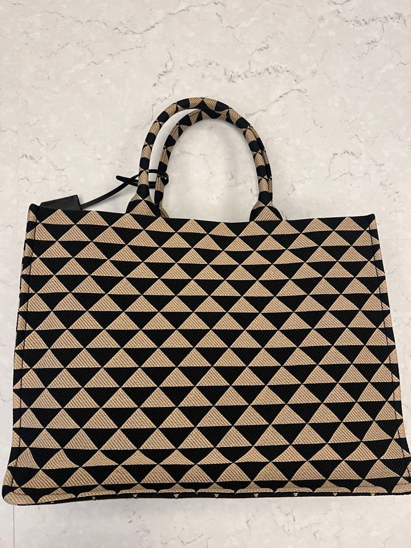 （新品）PRADA シンボルエンブロイダリーファブリックトートバッグ プラダ