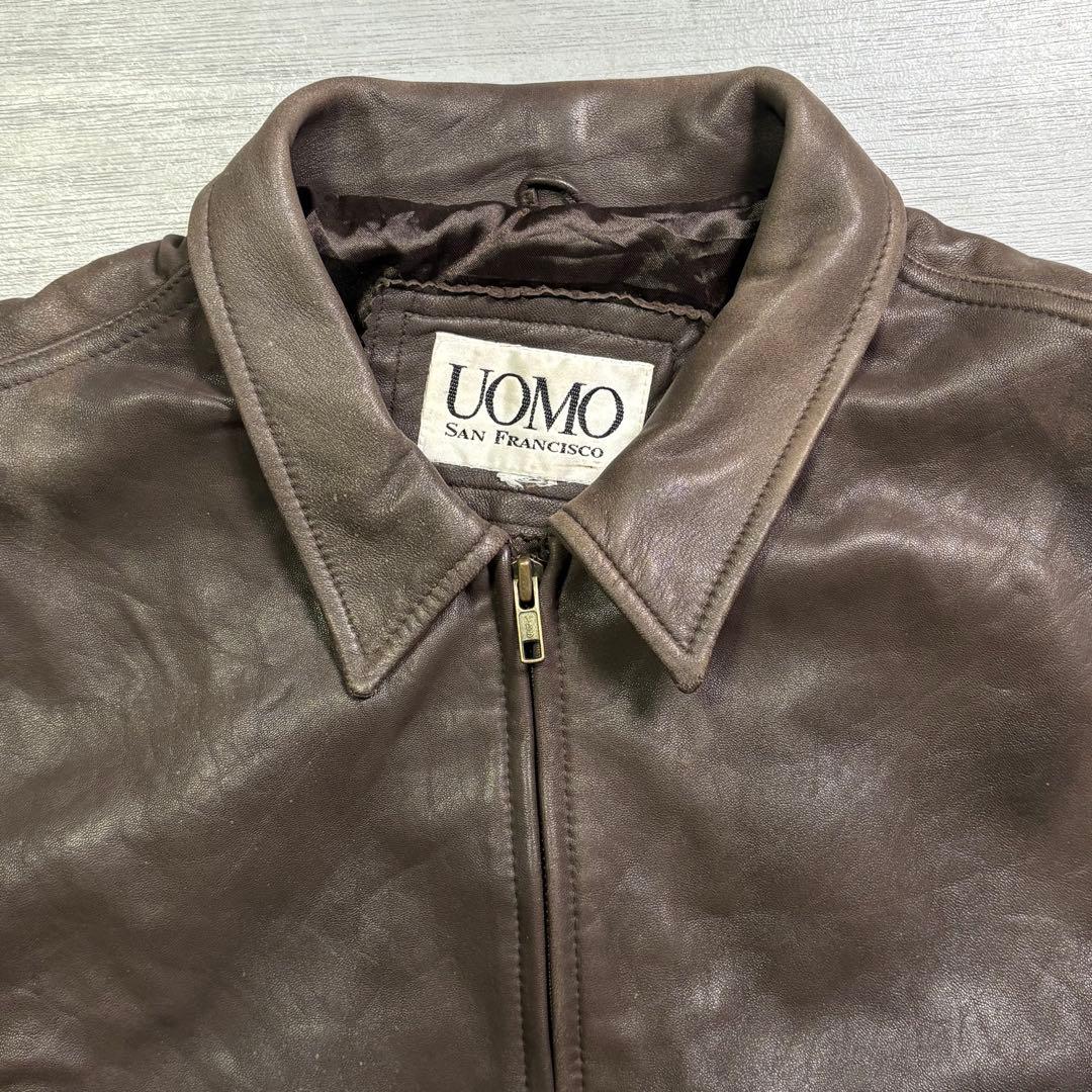 90's✨レザージャケット　A-2 本革オールレザー　茶色　ショート丈　短丈　L