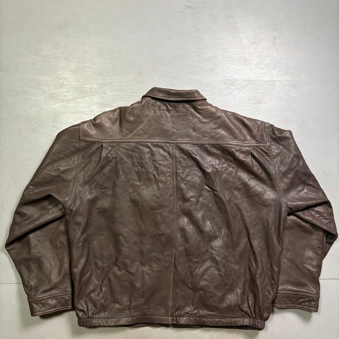 90's✨レザージャケット　A-2 本革オールレザー　茶色　ショート丈　短丈　L