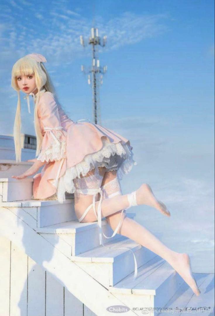 最終値下げ ちょびっツ　公式　ロリータコスプレ衣装 ピンク フリル ワンピース