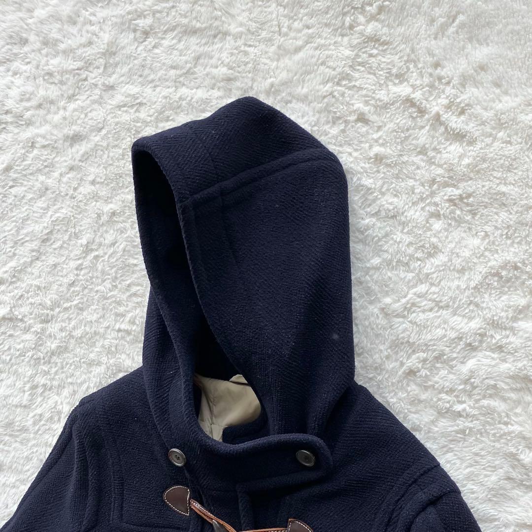 オールドイングランド ヘリンボーン ウール ダッフルロングコート ネイビー 34