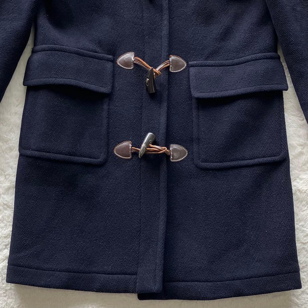 オールドイングランド ヘリンボーン ウール ダッフルロングコート ネイビー 34