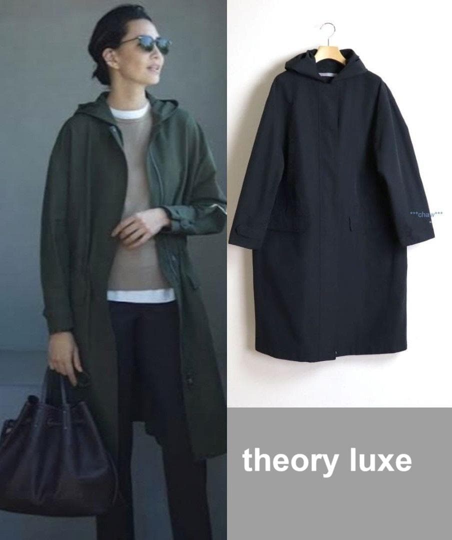 theory luxe 21AW ウォッシャブル モッズコート　ブラック