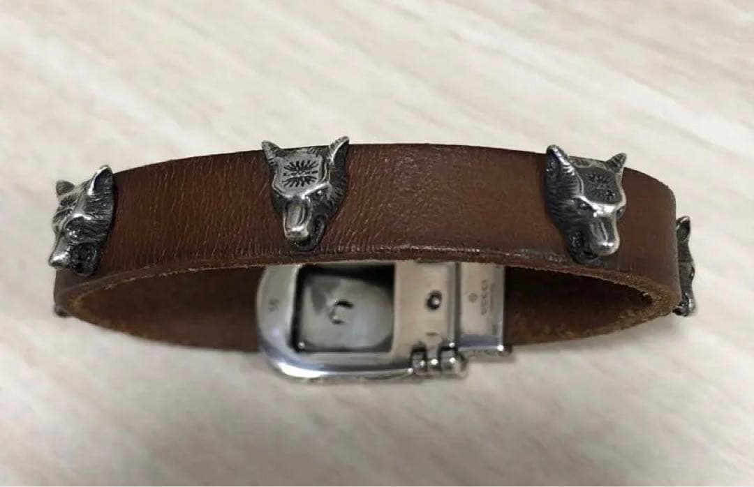 GUCCI アンガーフォレスト　ブレスレット　レザー　ウルフ　シルバー　グッチ