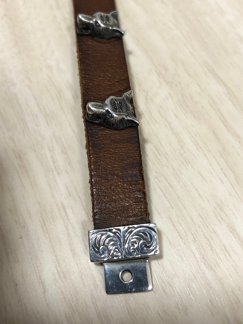 GUCCI アンガーフォレスト　ブレスレット　レザー　ウルフ　シルバー　グッチ