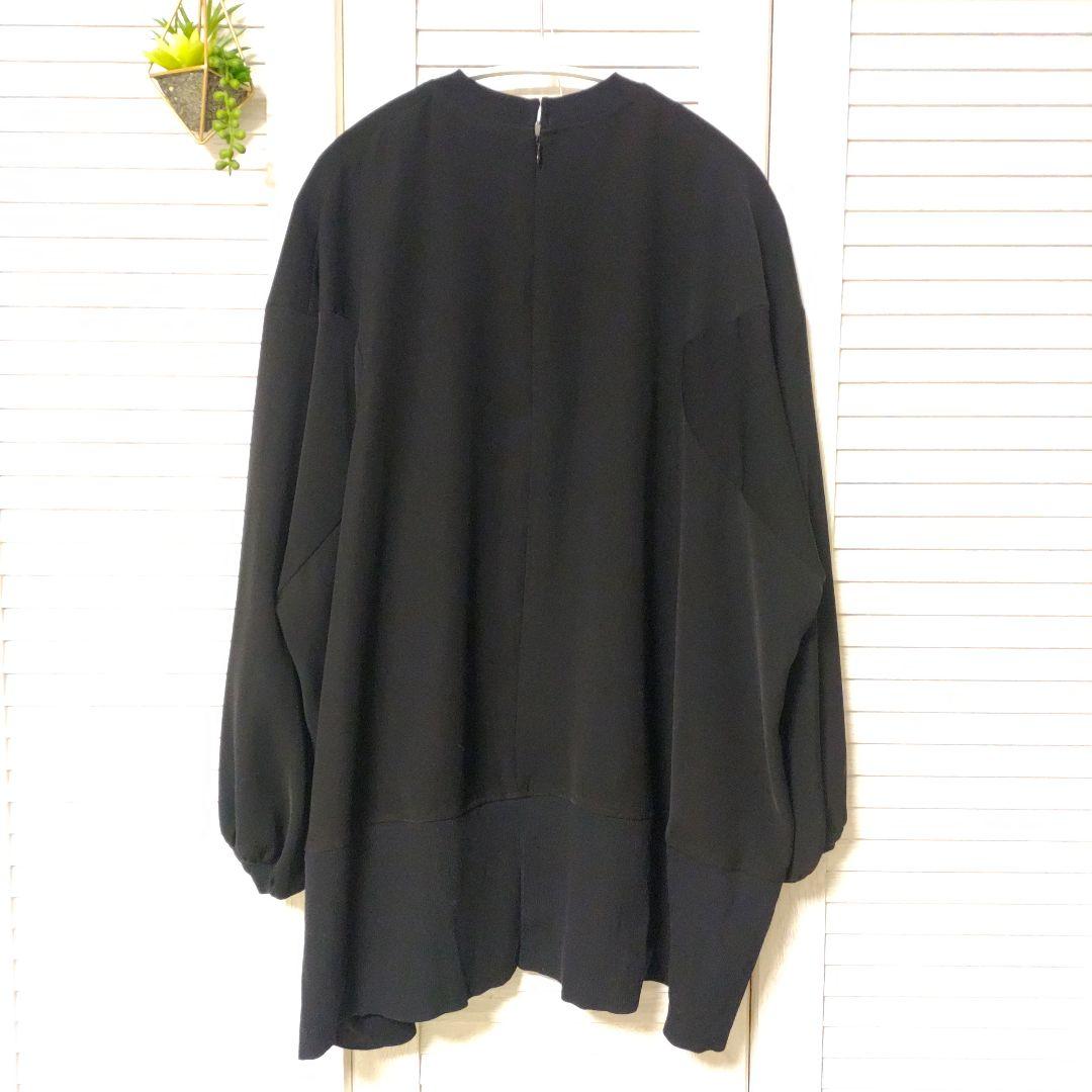 ENFOLD エンフォルド　ダブルサテン　バルーンスリーブ　プルオーバー 黒