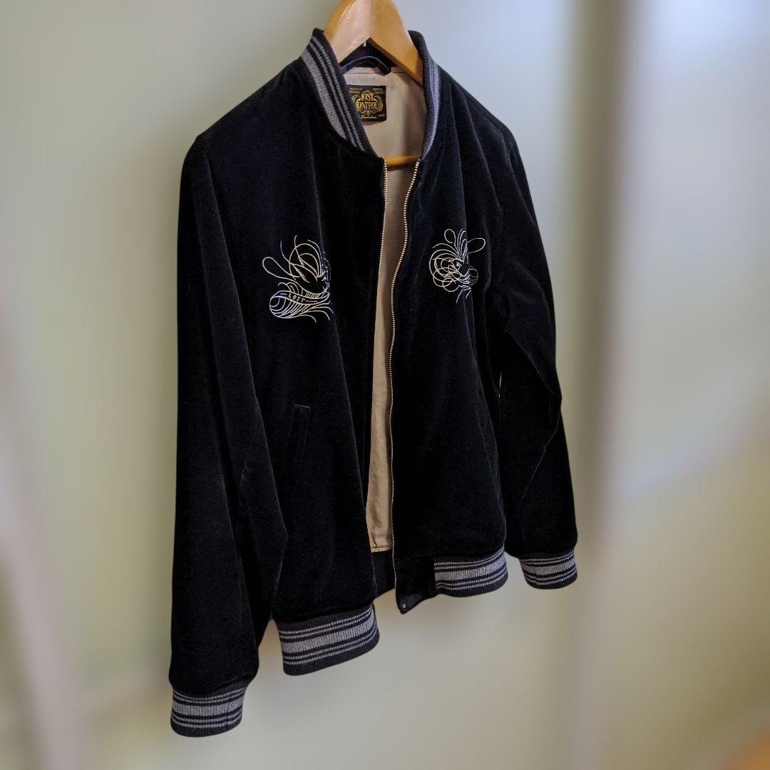 最終価格】LOST CONTROL ベロア刺繍スカジャン　黒　M
