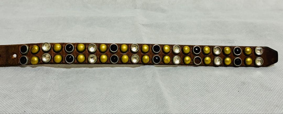 【希少】HTC レザーベルト　ナローベルト　スタッズ　ヴィンテージ　ブラウン