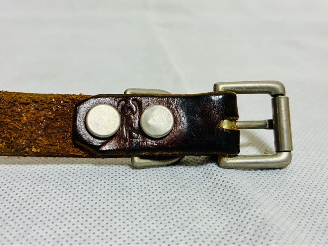 【希少】HTC レザーベルト　ナローベルト　スタッズ　ヴィンテージ　ブラウン
