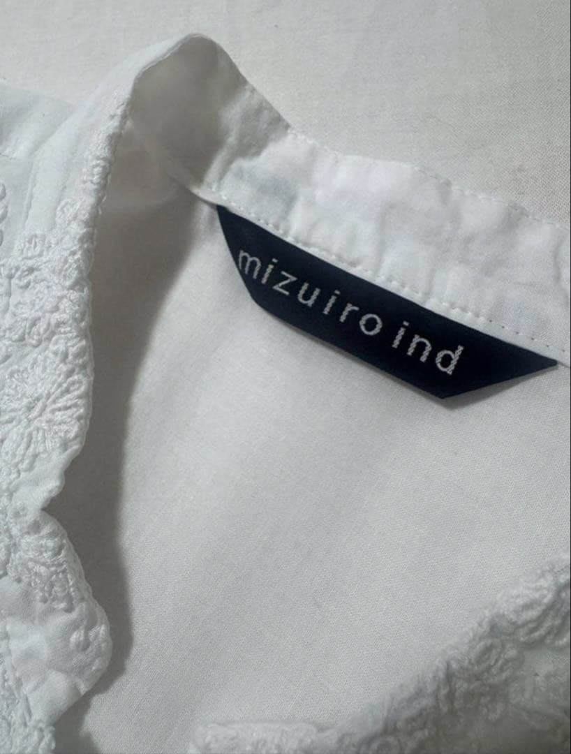 mizuiro ind レーススタンドカラーワイドシャツ