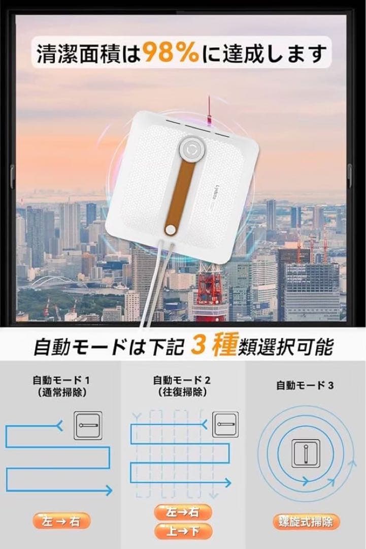 新品3000Pa窓拭きから解放【窓掃除ロボット】アプリ連動自動掃除機 リモコン
