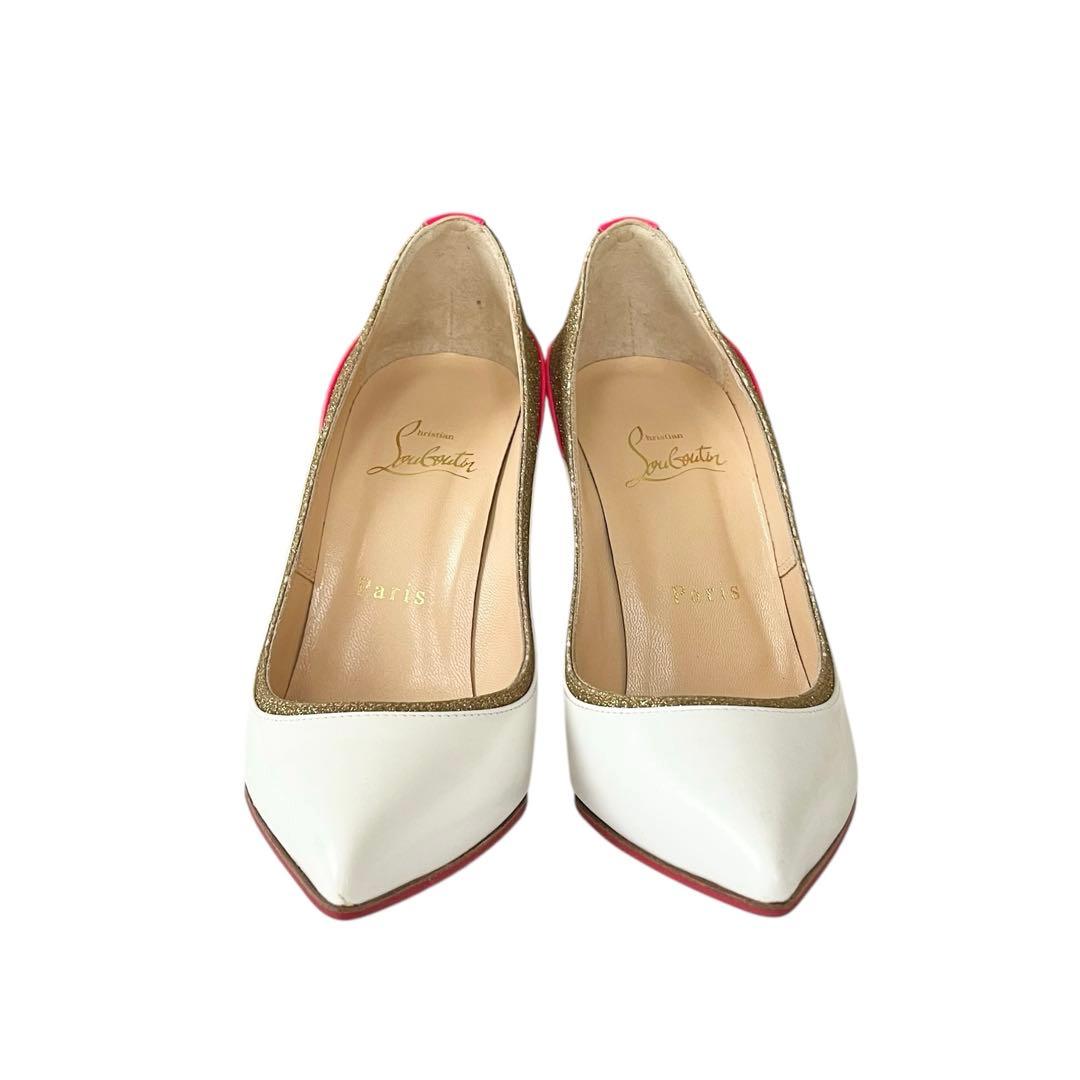 【訳あり】◾️クリスチャンルブタン◾️パンプス◾️ポインテッドトゥ◾️ラメ◾️レザー