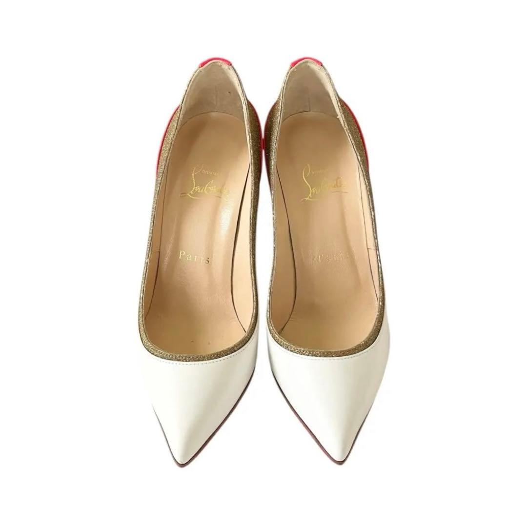 【訳あり】◾️クリスチャンルブタン◾️パンプス◾️ポインテッドトゥ◾️ラメ◾️レザー