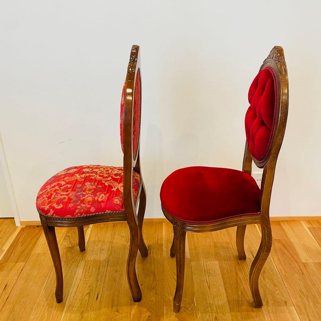 アンティーク調 猫脚チェア ロココ調 彫刻 鋲 椅子 イス ダイニングチェア