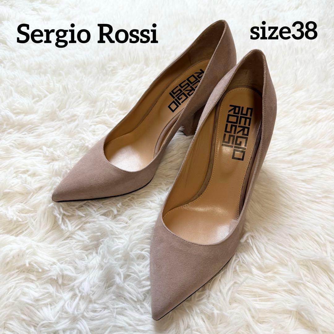 【美品】セルジオロッシ ピンク ベージュ ポインテッドトゥ パンプス サイズ38