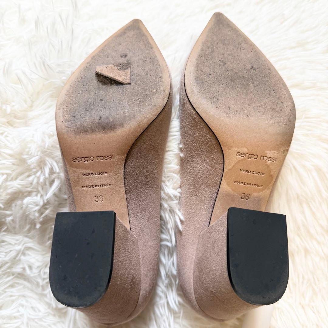 【美品】セルジオロッシ ピンク ベージュ ポインテッドトゥ パンプス サイズ38