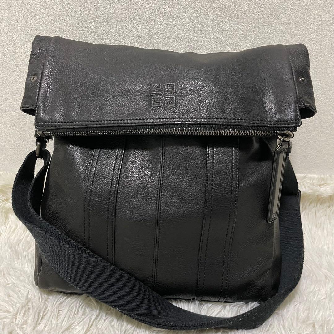 ジバンシー　2way　トートバッグ　メッセンジャー　シボ革　黒　4Gロゴ　美品