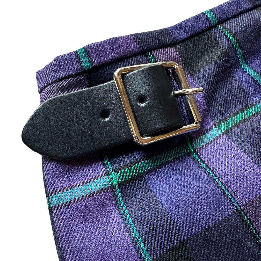 オニールオブダブリン タータンチェック柄 ラップ ロングスカート プリーツ 紫