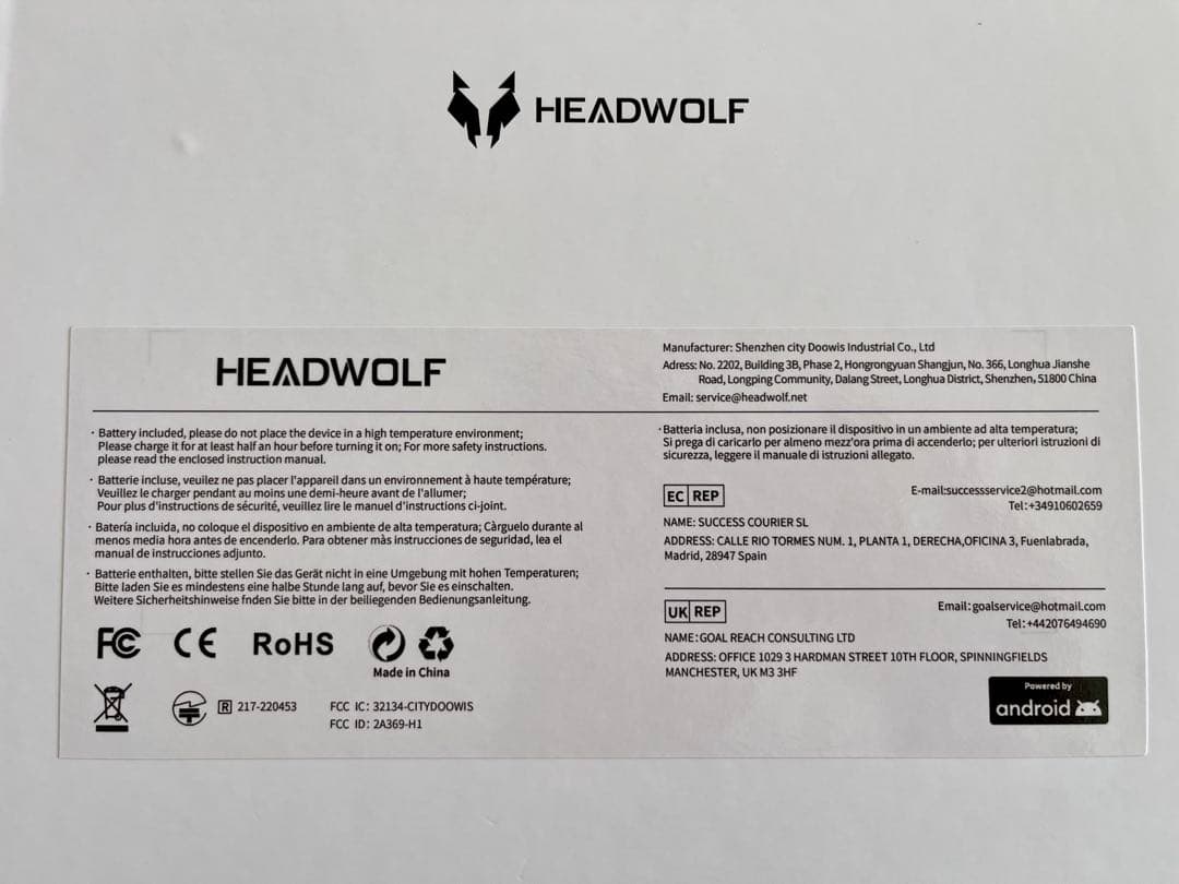 【試用のみ】Headwolf Titan 1（専用ケース＆フィルム貼付）