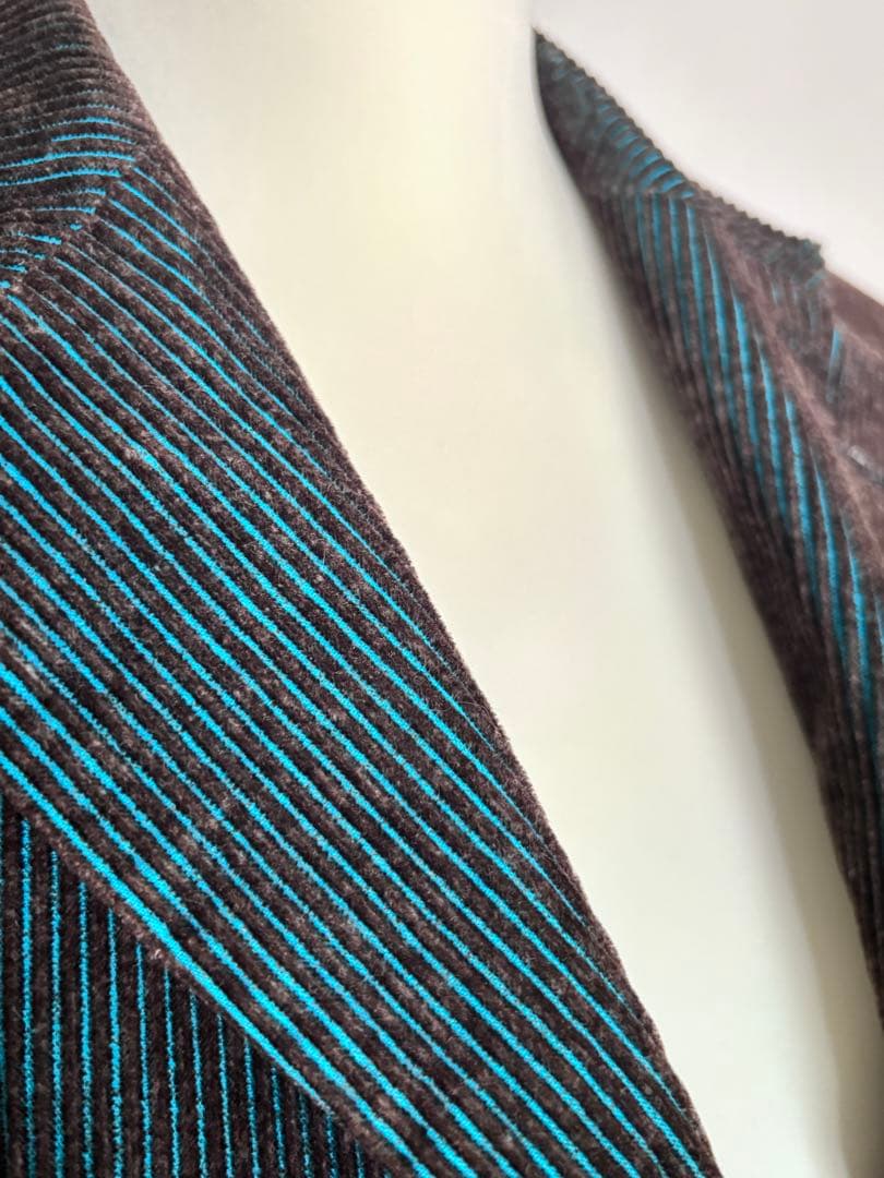 d*e様 青と茶色のストライプジャケット　レア