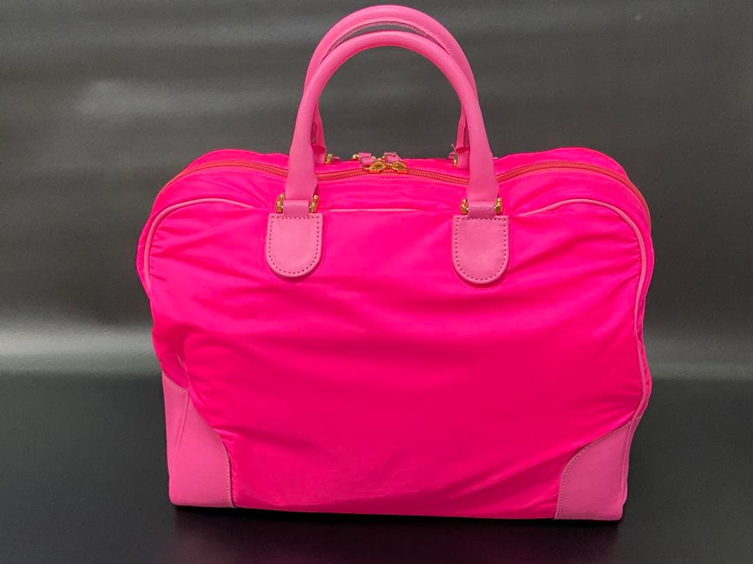 ロエベ ミニボストン アナグラム アマソナ32ナイロンレザー ピンク 旅行バッグ