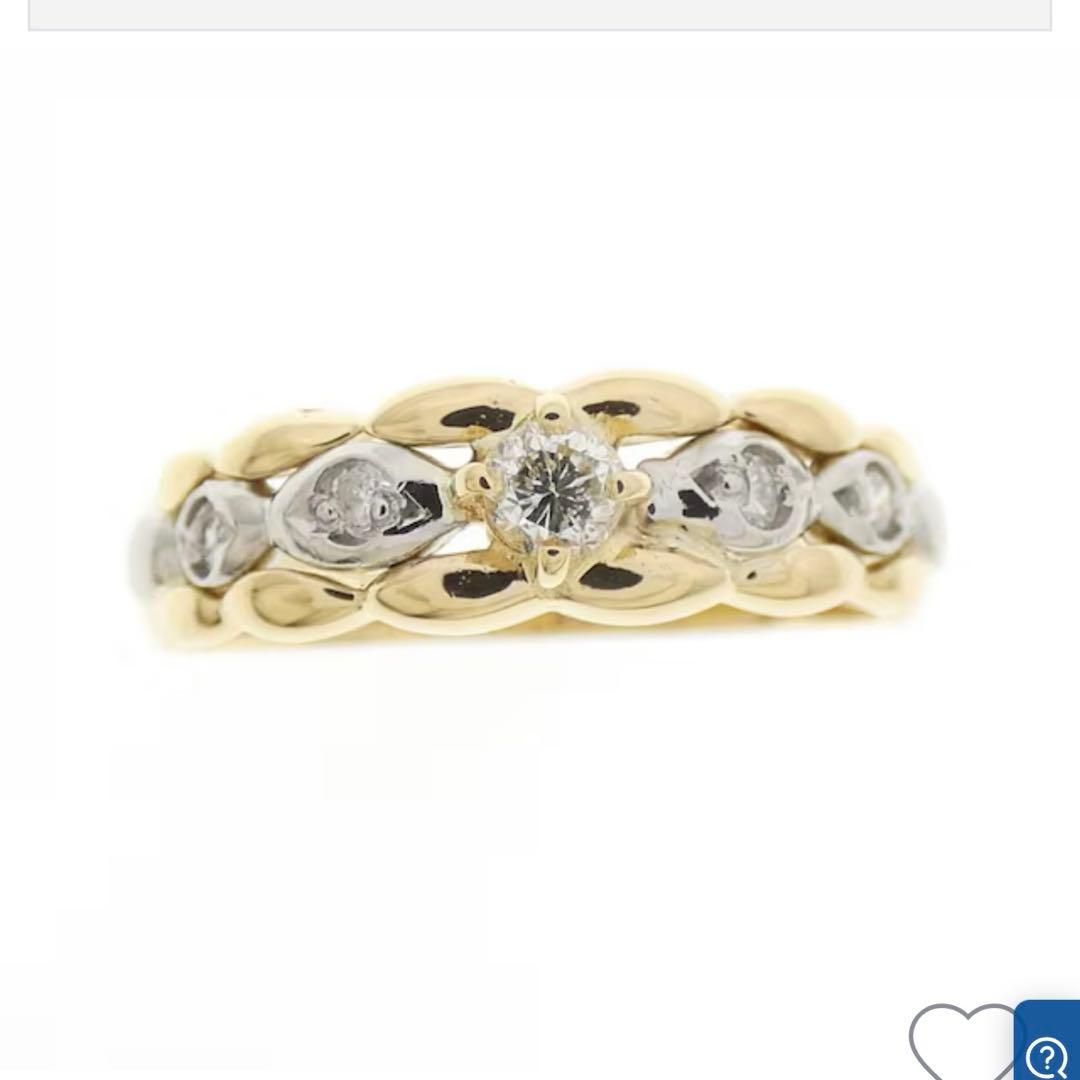 18k Pt900 ピンキーリング　7号〜7.5号程度　0.15ctダイヤモンド