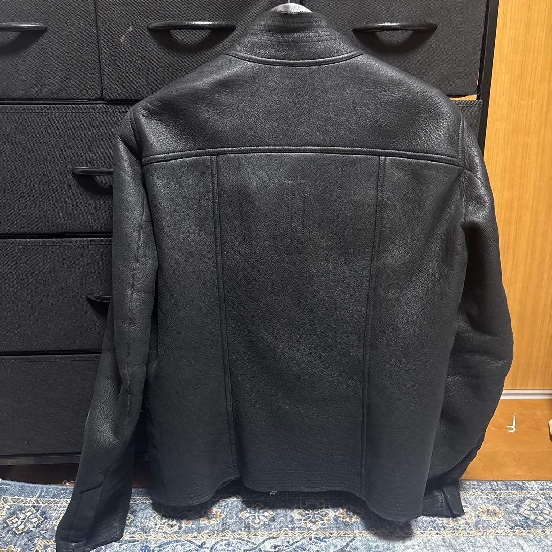 リックオウエンス ブラックラムスキン シャーリングジャケット　ブラック　黒