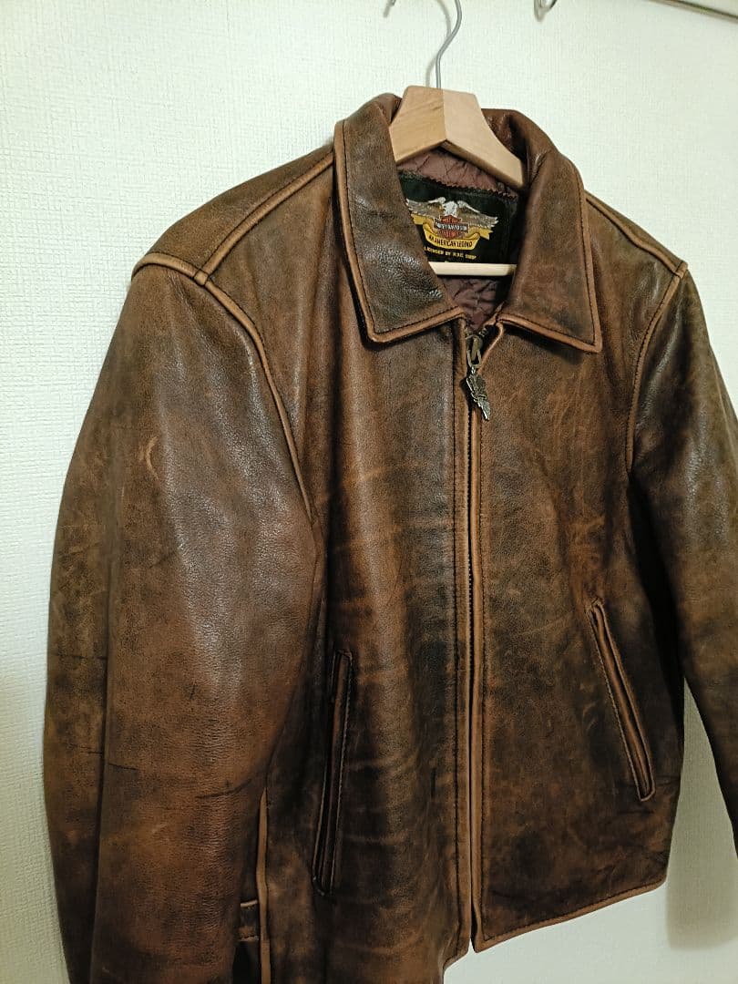 HARLEY-DAVIDSON ブラウンレザージャケット S ライダースアメカジ