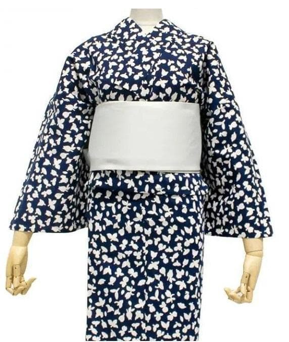 ★新品★つやび×雅姫★大人の浴衣.綿麻注染.紺地小花★